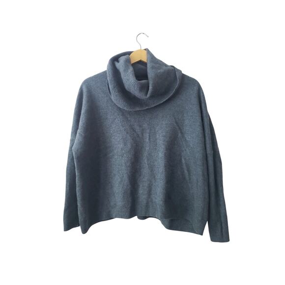Cynthia Rowley 100% Merino Wool Cowlneck Dolman Sleeve Sweater Blue Size L/XL - Picture 1 of 3